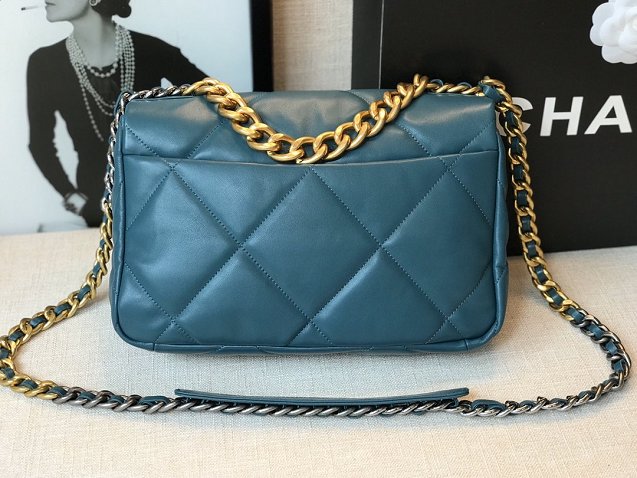 2020 CC original lambskin 19 large flap bag AS1161 turquoise