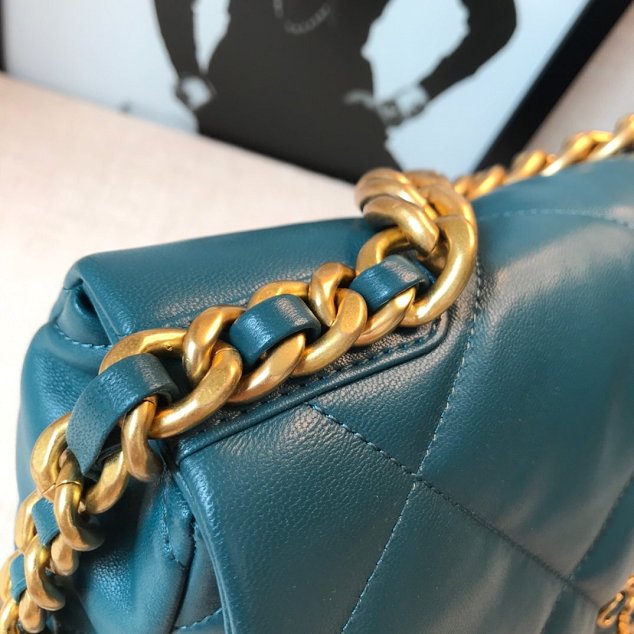 2020 CC original lambskin 19 large flap bag AS1161 turquoise