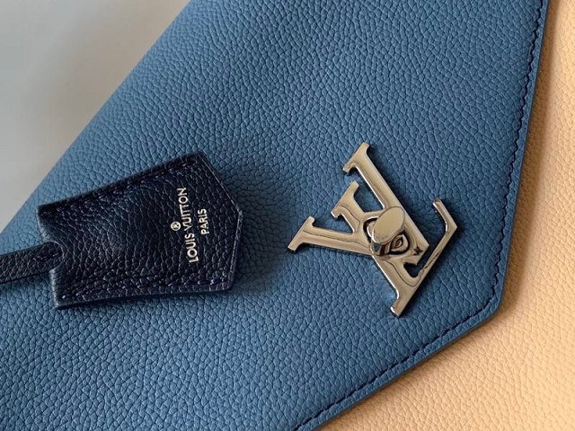 louis vuitton original calfskin mylockme bag M55323 blue&beige