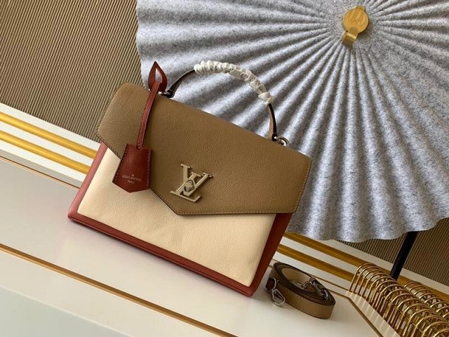 louis vuitton original calfskin mylockme bag M55323 khaki&beige