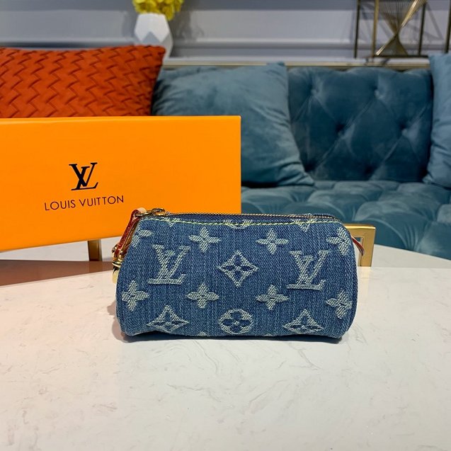 Louis vuitton original monogram denim clutch m58117 blue