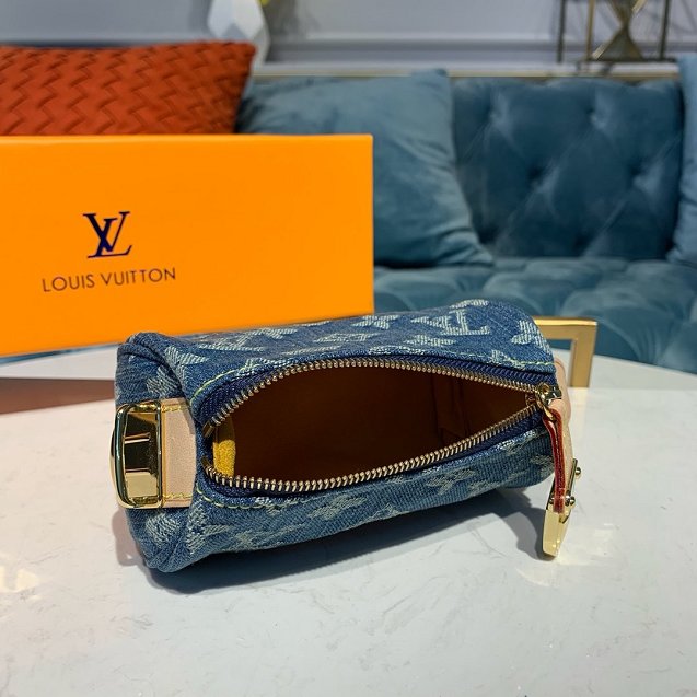 Louis vuitton original monogram denim clutch m58117 blue