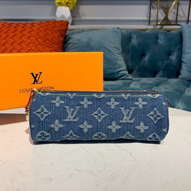 Louis vuitton original monogram denim clutch m58118 blue