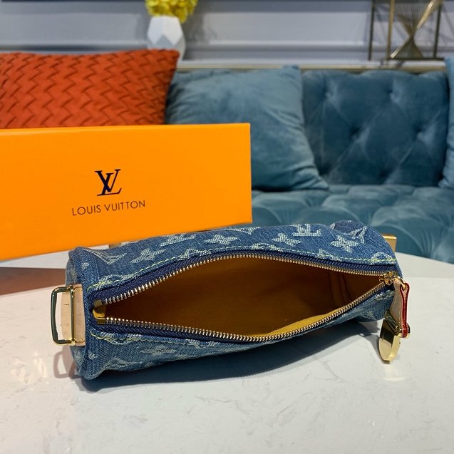 Louis vuitton original monogram denim clutch m58118 blue