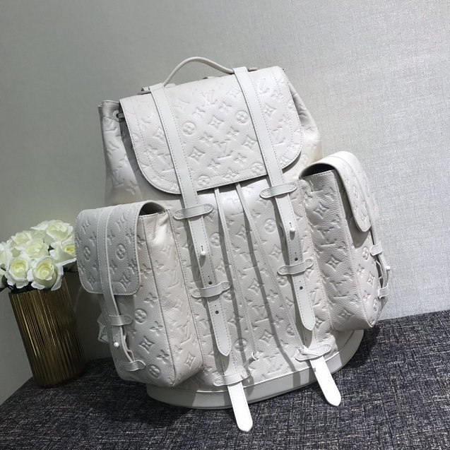 2020 louis vuitton original monogram empreinte christopher backpack gm M53286 white