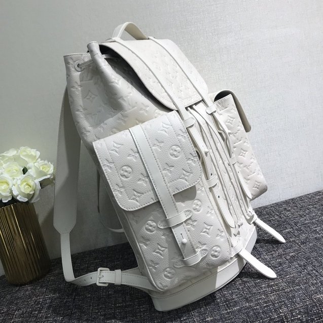 2020 louis vuitton original monogram empreinte christopher backpack gm M53286 white