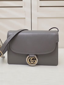 2020 GG original calfskin small leather shoulder bag 589474 grey