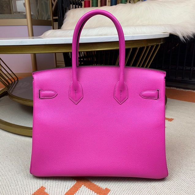 Hermes original epsom leather birkin 25 bag H25-1 bright purple