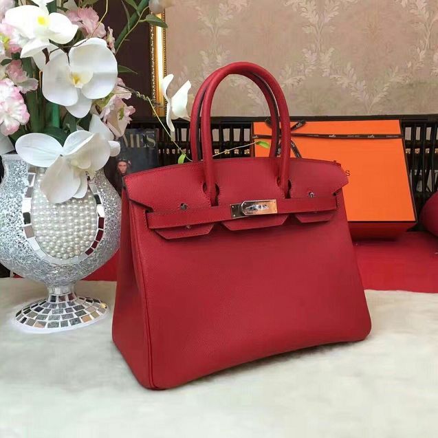 Hermes original epsom leather birkin 25 bag H25-1 red