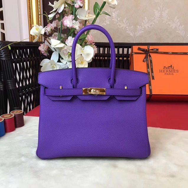 Hermes original togo leather birkin 30 bag H30-1 violet