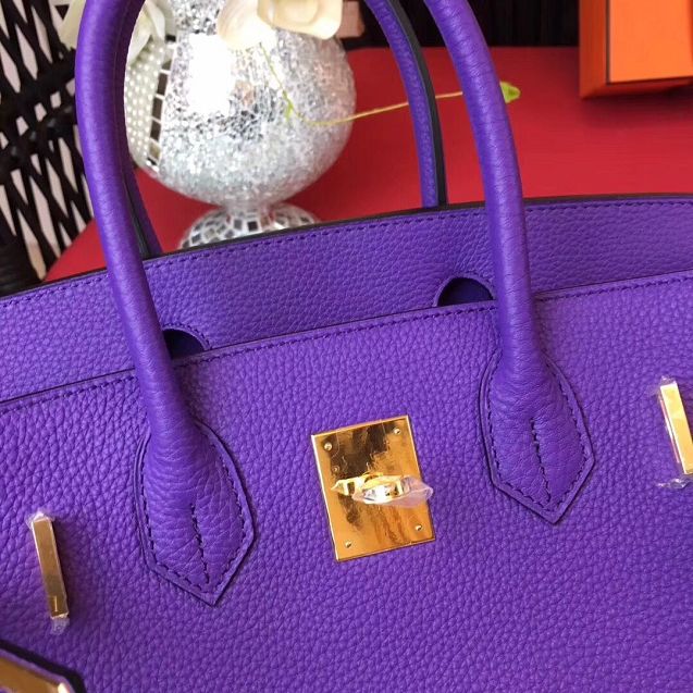 Hermes original togo leather birkin 30 bag H30-1 violet