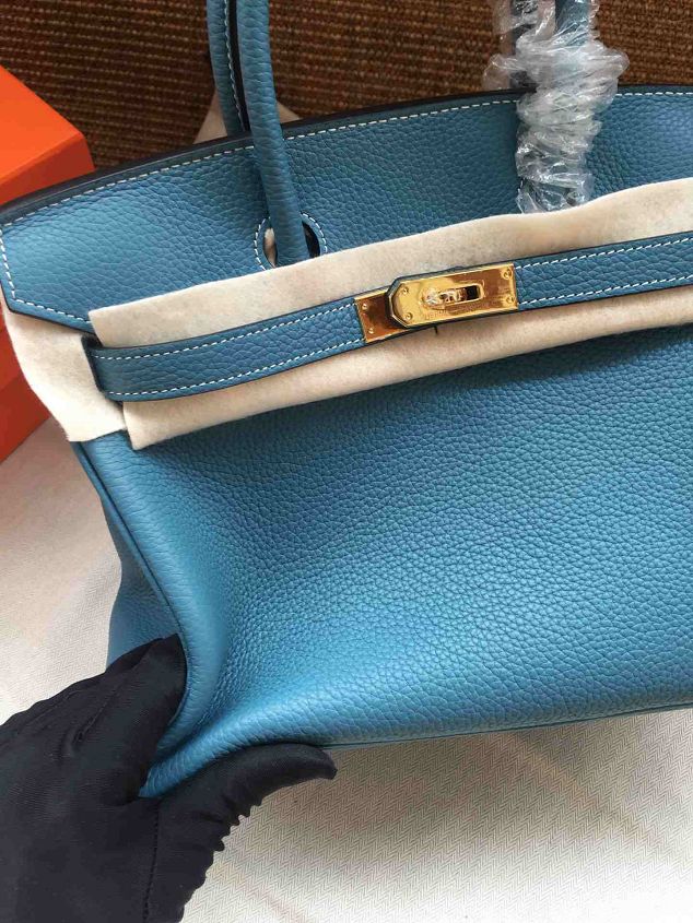 Hermes soft calf leather birkin 30 bag H30-5 blue