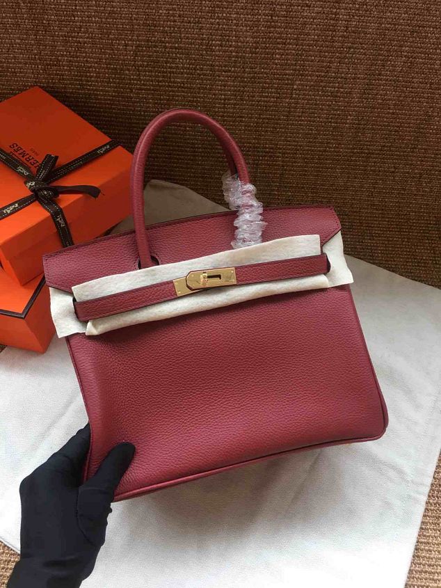 Hermes soft calf leather birkin 30 bag H30-5 bordeaux