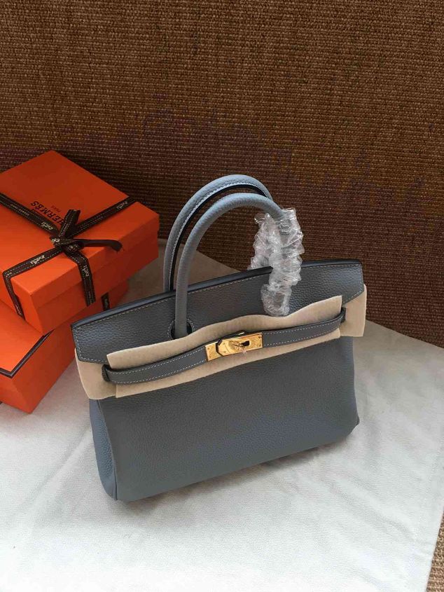 Hermes soft calf leather birkin 25 bag H25-5 light blue	