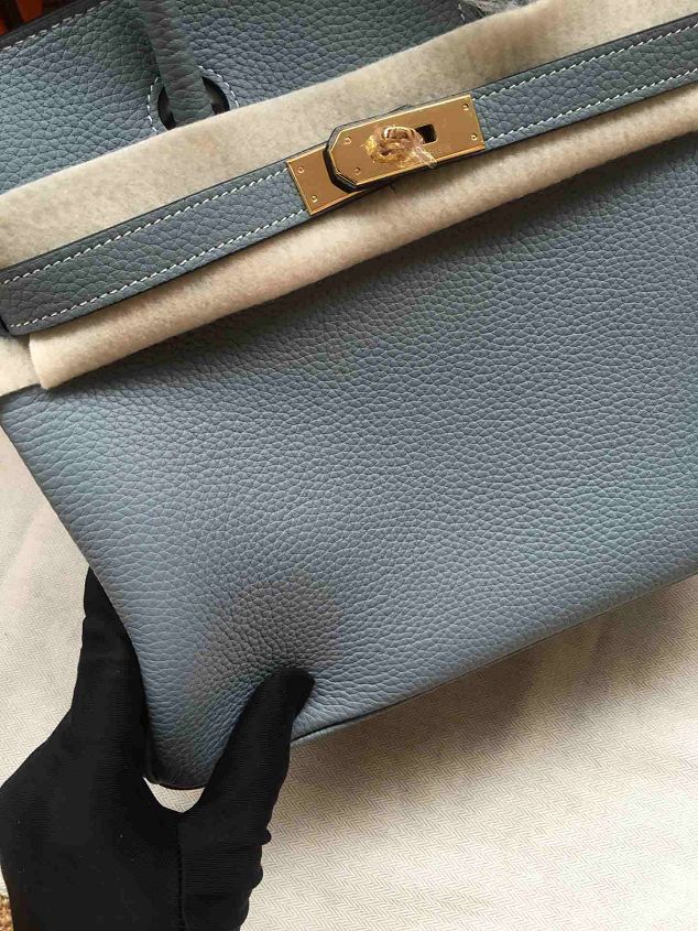 Hermes soft calf leather birkin 35 bag H35-5 light blue