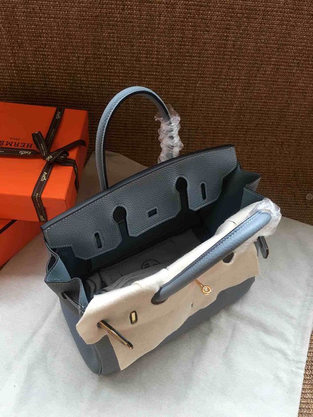 Hermes soft calf leather birkin 35 bag H35-5 light blue