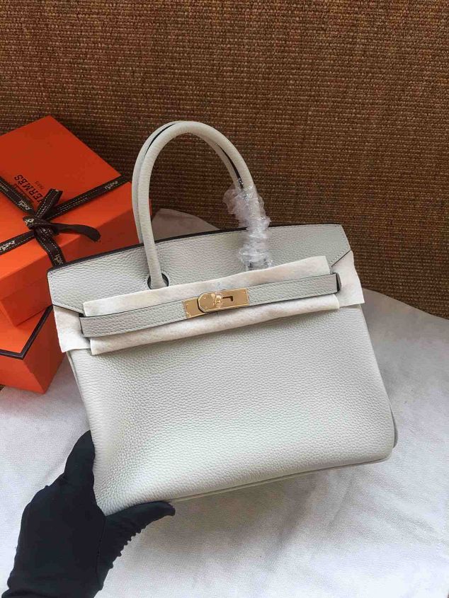 Hermes soft calf leather birkin 30 bag H30-5 light grey