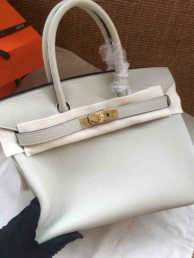 Hermes soft calf leather birkin 30 bag H30-5 light grey