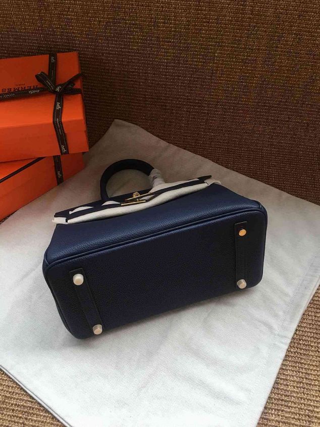 Hermes soft calf leather birkin 30 bag H30-5 navy blue	