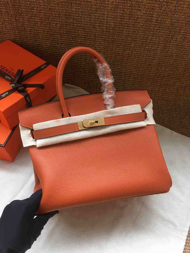 Hermes soft calf leather birkin 35 bag H35-5 orange