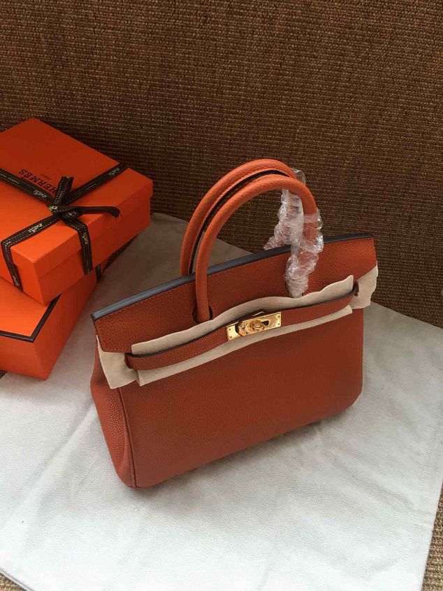 Hermes soft calf leather birkin 30 bag H30-5 orange