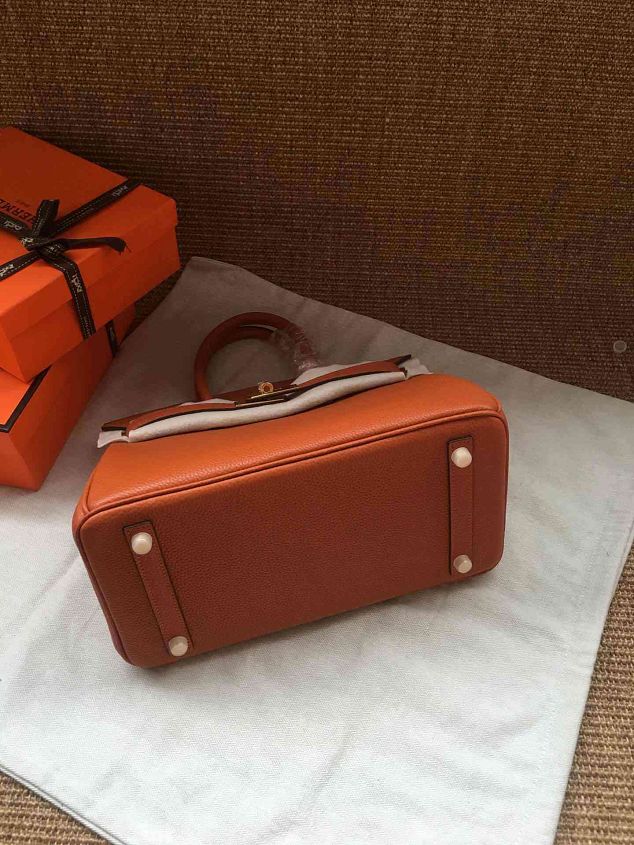 Hermes soft calf leather birkin 30 bag H30-5 orange