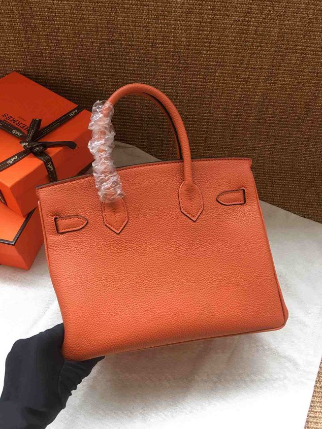 Hermes soft calf leather birkin 30 bag H30-5 orange