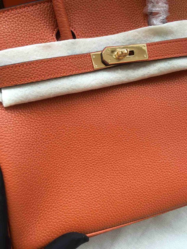 Hermes soft calf leather birkin 30 bag H30-5 orange