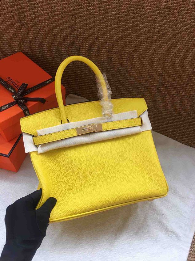 Hermes soft calf leather birkin 25 bag H25-5 yellow