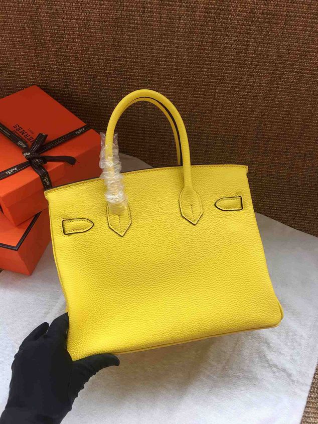 Hermes soft calf leather birkin 25 bag H25-5 yellow