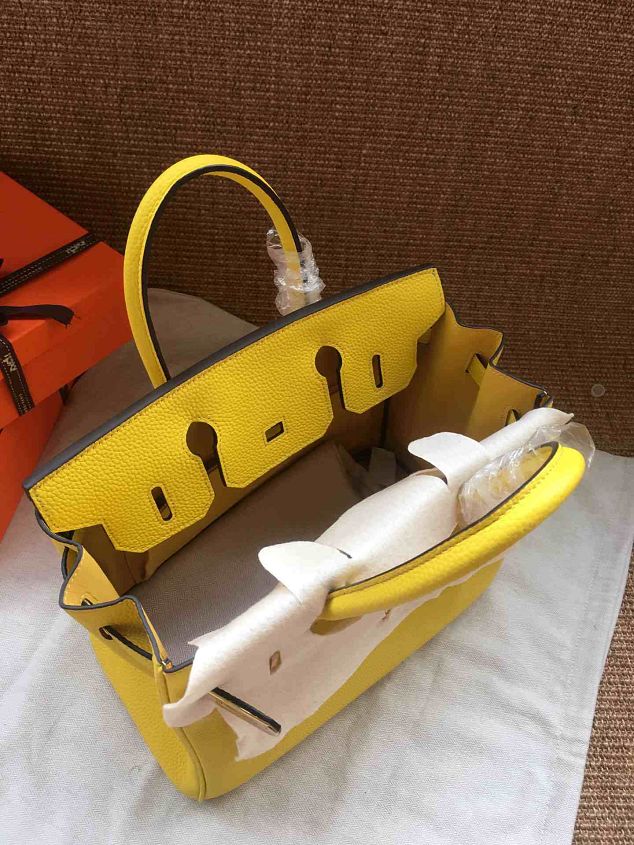 Hermes soft calf leather birkin 25 bag H25-5 yellow