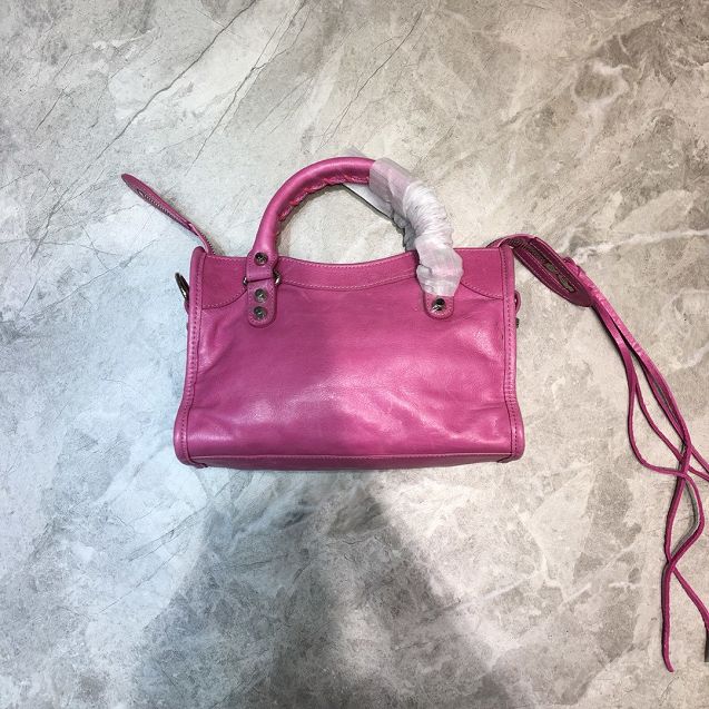 2020 Balenciaga original aged calfskin mini city bag 300295 rose red