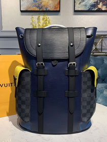 Louis vuitton original epi leather christopher backpack PM M55111 black&navy blue