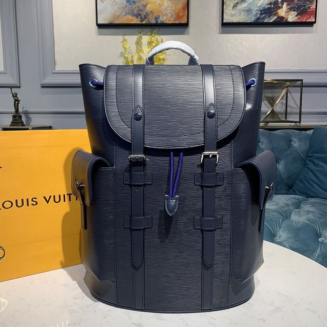 Louis vuitton original epi leather christopher backpack PM M58868 navy blue