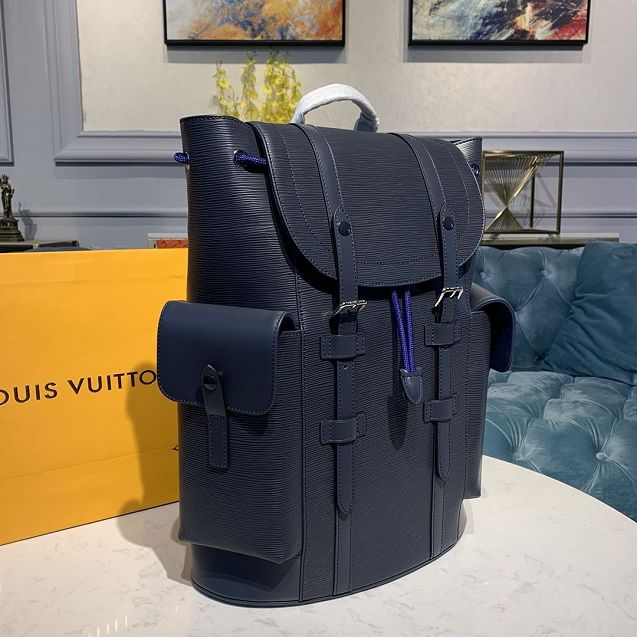 Louis vuitton original epi leather christopher backpack PM M58868 navy blue