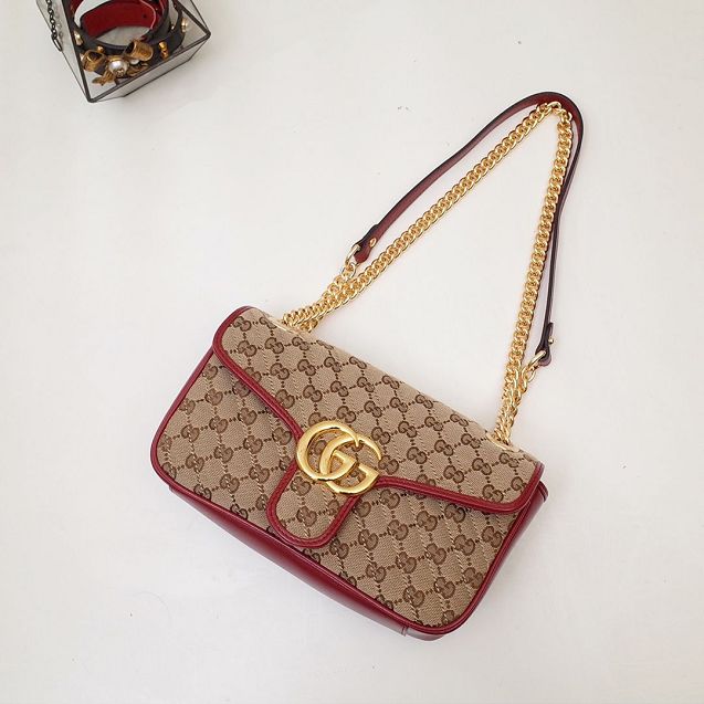 2020 GG original canvas small marmont bag 443497 red