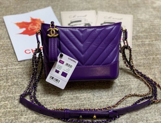 2020 CC original calfskin gabrielle small hobo bag A91810-2 purple