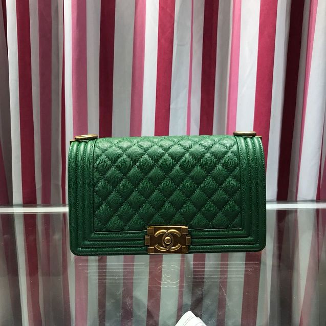 CC original grained calfskin medium boy handbag 67086 green