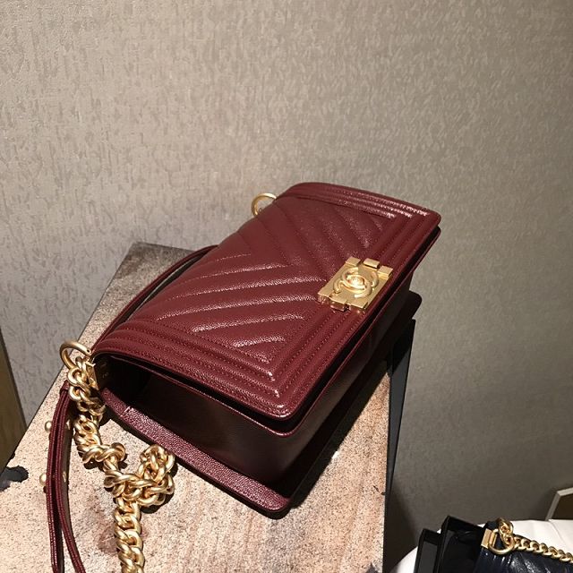 2020 CC original grained calfskin boy handbag A67086-2 bordeaux