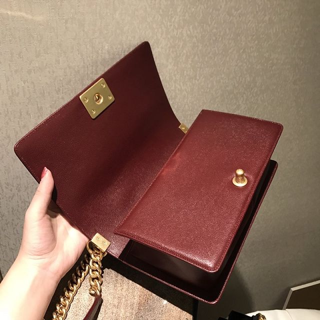 2020 CC original grained calfskin boy handbag A67086-2 bordeaux