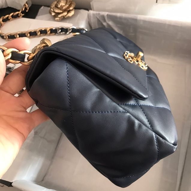 2020 CC original lambskin 19 flap bag AS1160 navy blue