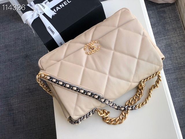 2020 CC original lambskin 19 maxi flap bag AS1162 beige