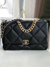 2020 CC original lambskin 19 maxi flap bag AS1162 black