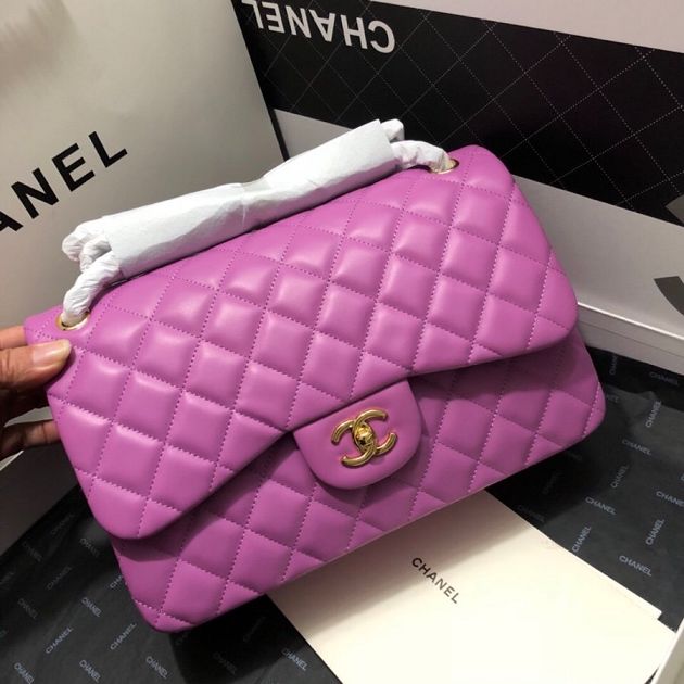 CC original lambskin large  flap bag A58600 purple