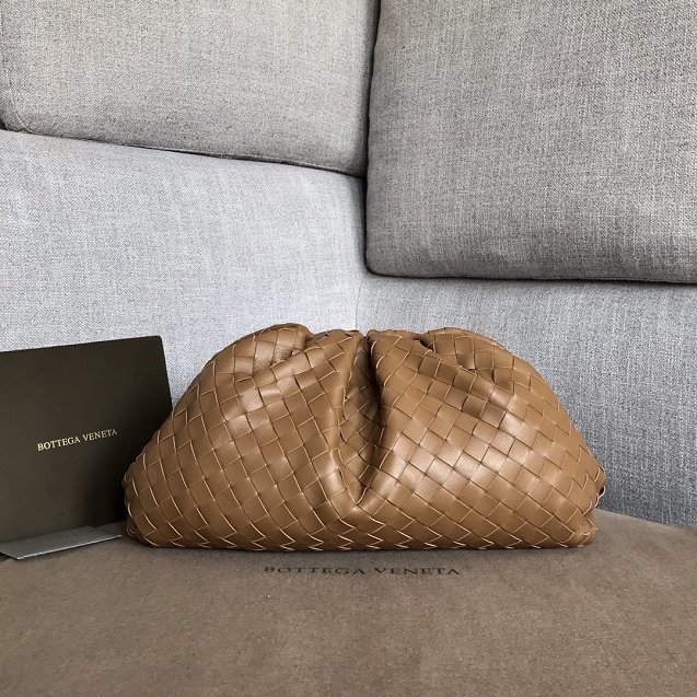 2020 BV original intrecciato lambskin large pouch 576175 caramel