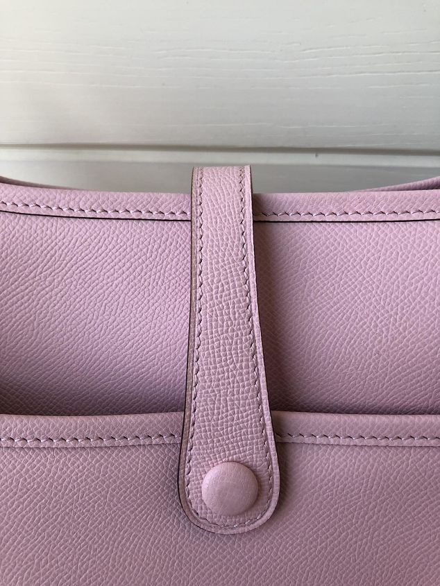 Hermes original epsom leather evelyne pm shoulder bag E29-2 pink