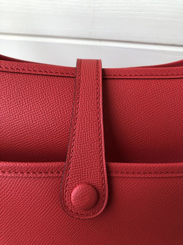 Hermes original epsom leather evelyne pm shoulder bag E29-2 red