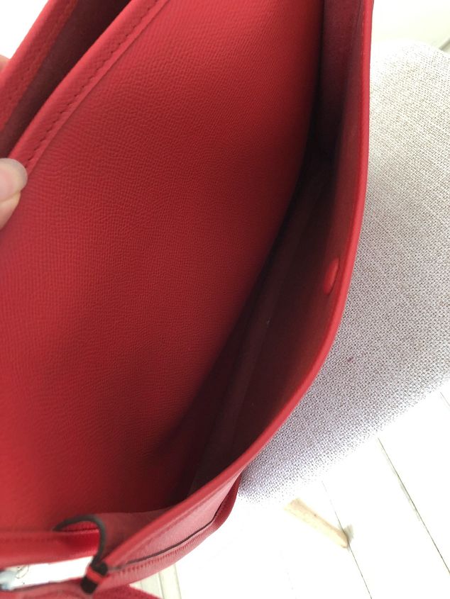 Hermes original epsom leather evelyne pm shoulder bag E29-2 red