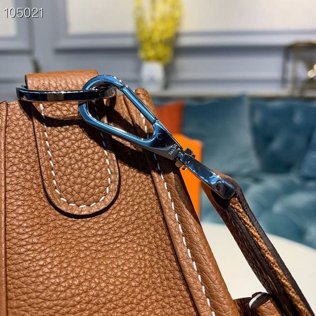 Hermes original togo leather evelyne pm shoulder bag E29 caramel