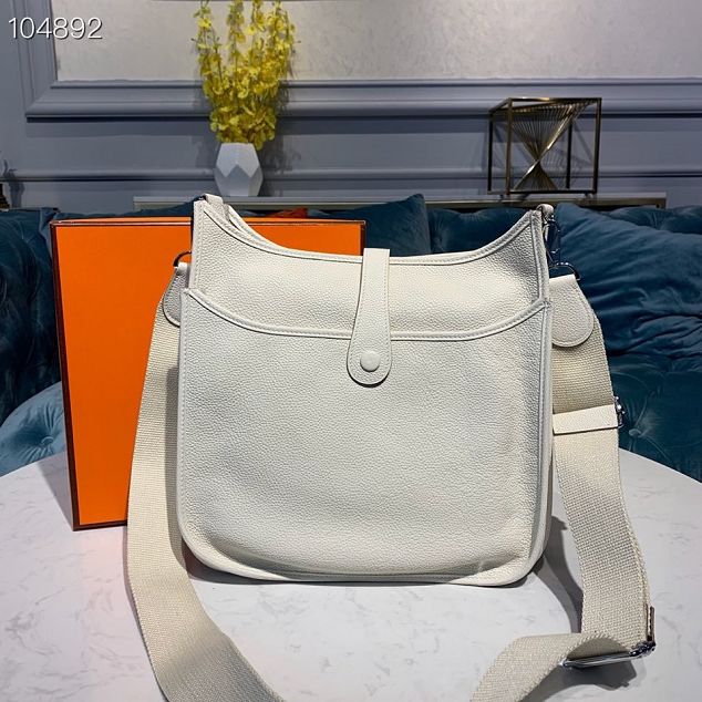 Hermes original togo leather evelyne pm shoulder bag E29 white